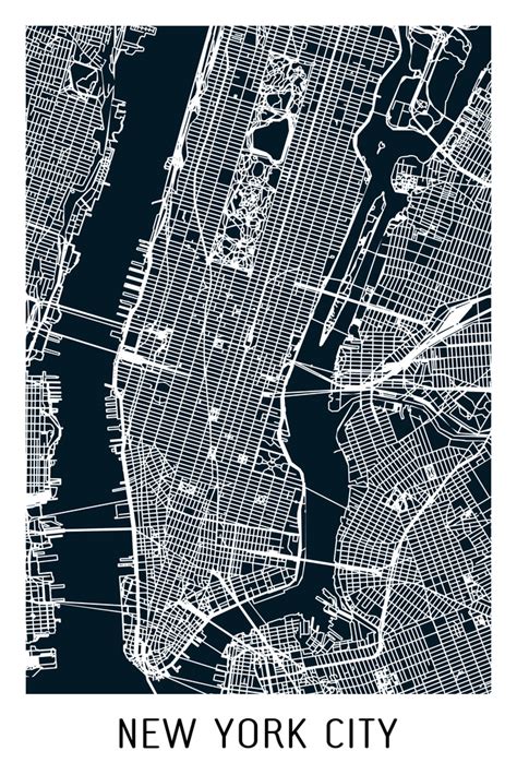 New York City Map Minimalist Map New York Print Map Of New York New