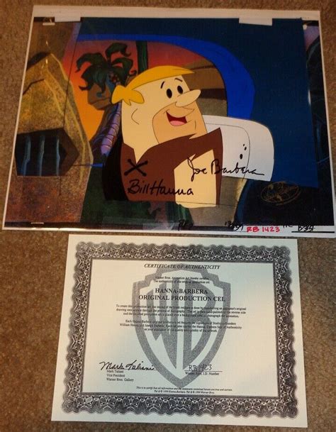 Hanna Barbera Barney Rubble Original Production Cel Signd Bill Hanna