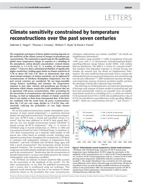 Pdf Climate Sensitivity Constrained By Temperature Reconstructions Of