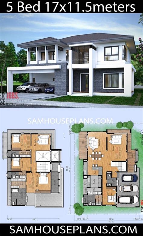 House Plans Idea 17x115m With 5 Bedrooms Sam House Plans