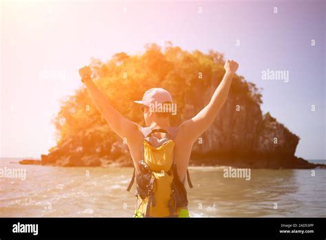 Young Guy With Arms Raised Stock Photo Alamy