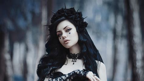 Gothic Bride In Black Dress Wallpaperhd Girls Wallpapers4k Wallpapers