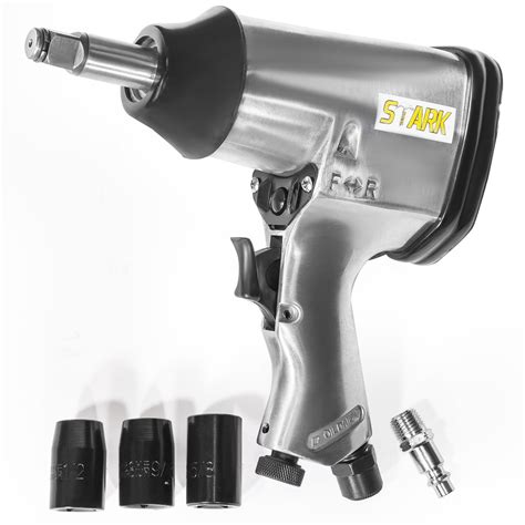 12 Drive Air Impact Gun Extended Anvil With 3 Socket Set Wrench