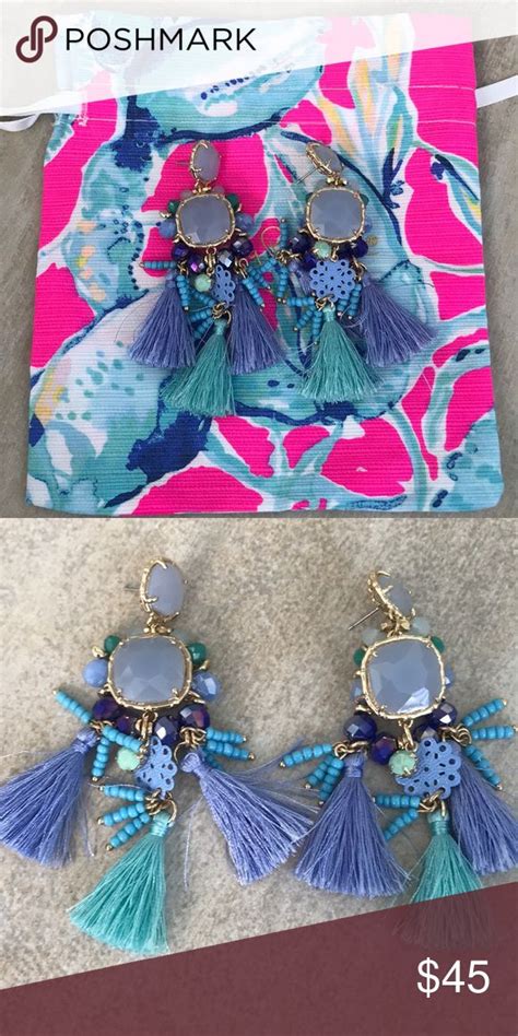 🎉 Lilly Pulitzer Waterside Earrings Lilly Pulitzer Tassel Bag Charm