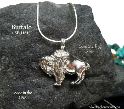 Sterling Silver Buffalo Pendant Bailed Bison Se 1161