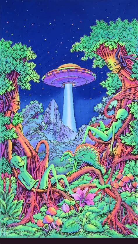 Art is a powerful vehicle for transmitting and preserving complex. Trippy wall art 'UFO Jungle' Psychedelic tapestry | Etsy