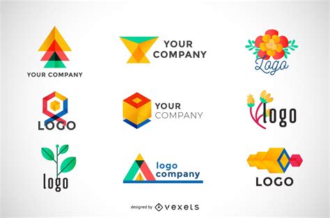 Coleção de logotipos coloridos geométricos Baixar Vector