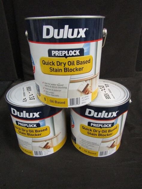 Dulux 4 Litre Preplock Quick Dry Oil Base Stain Blocker White Colour