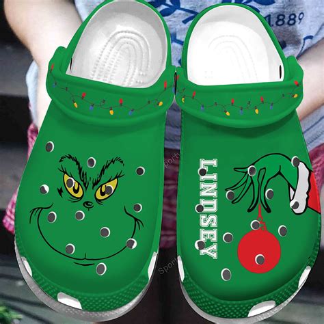 Grinch Christmas Ball Custom Name Clog Shoes For The Fans Mickey Mouse