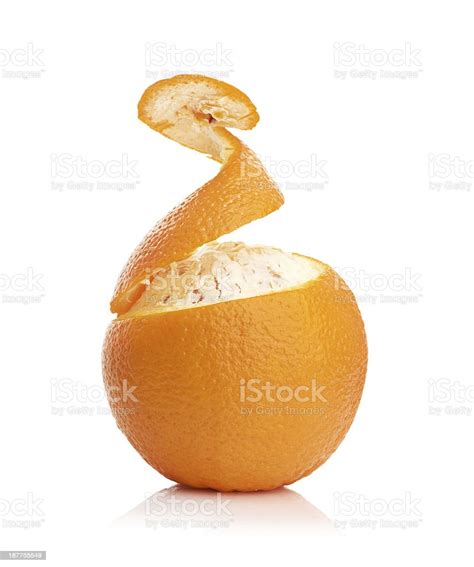Orange With Peeled Spiral Skin Stock Photo Download Image Now
