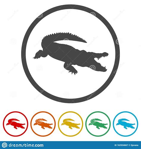 Crocodile Icons Set Illustration Stock Vector Illustration Of Black