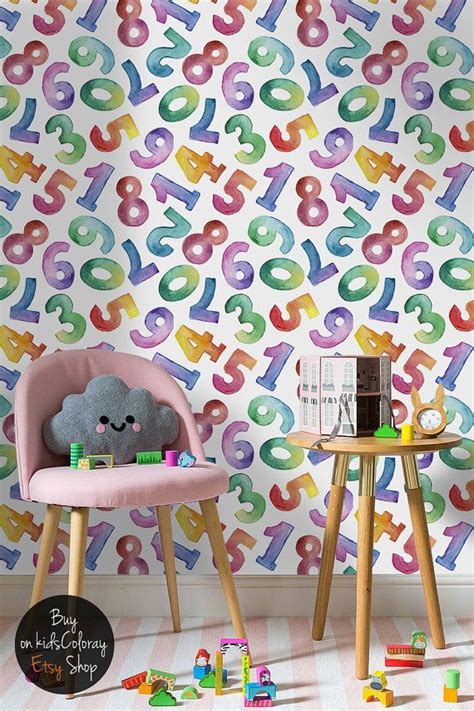 Colorful Numbers Wallpaper Watercolor Wall Decal For Kids Room Self