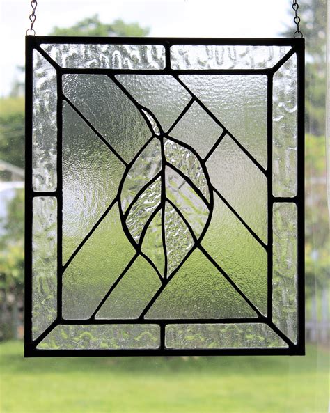 The Leaf Stained Glass Leaf Panel Clear Textured Glass Home Window Decor