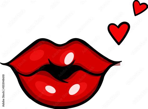 Sexy Lips Comic Style Big Red Lips Female Open Mouth Vector