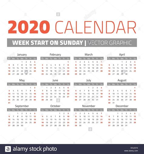 Year Calendar Weeks 2020 Month Calendar Printable