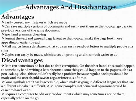 Ms Word Advantages And Disadvantage Jpeg Itab I Notes Teachmint