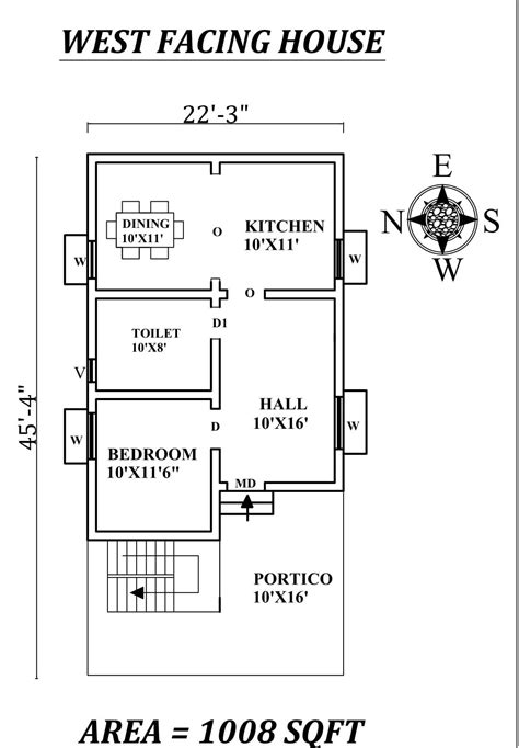 223x454 Single Bhk West Facing House Plan As Per Vastu Shastra