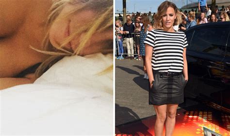 X Factor Host Caroline Flack Shares Cleavage Baring Selfie As She Lies