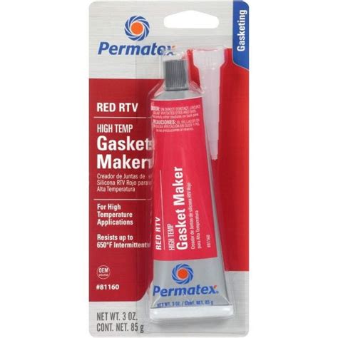 Gasket Maker Silicon Sealant Hi Temp Red Gm Oz Temp F Mil A