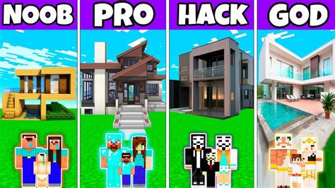 Minecraft Battle New Modern House Build Challenge Noob Vs Pro Vs