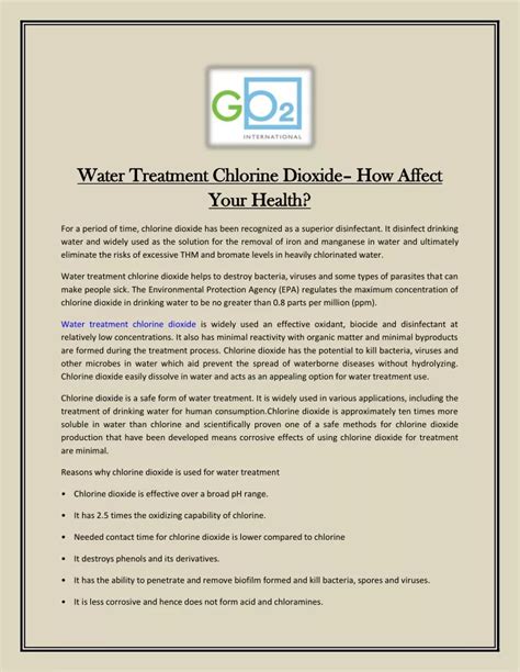 Ppt Water Treatment Chlorine Dioxide Powerpoint Presentation Free Download Id11541305