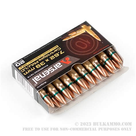 20 Rounds Of Bulk 762x39mm Ammo By Arsenal 122gr Fmj