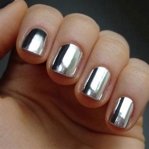 chrome silver metallic nails silver silver nail art gold nails fun nails gel nail art gel