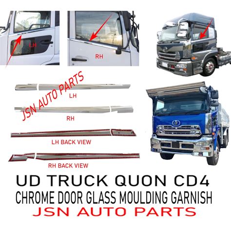 J126S01 CHROME DOOR GLASS OUTER MOULDING GARNISH SET UD QUON CD4 LORRY