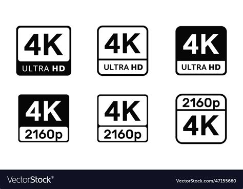 4k Ultra Hd Symbol High Definition Resolution Vector Image