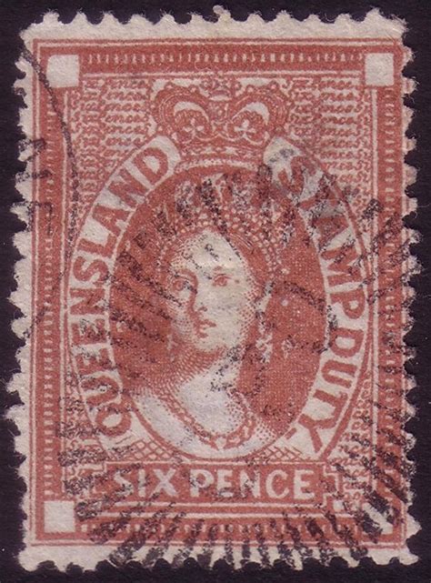 QLD SG F17 187172 6d redbrown stamp duty