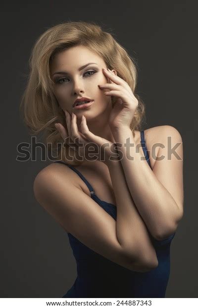 Sensual Beautiful Blonde Woman Posing Sensual Stock Photo