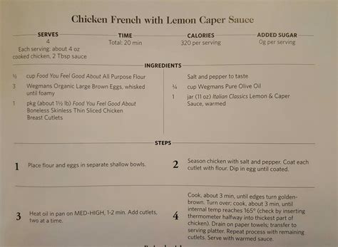 Wegmans catering menu accompanied by service for all the events you can host: Wegmans Chicken French w/ Lemon Caper Sauce | Lemon caper sauce, Wegmans, How to cook chicken
