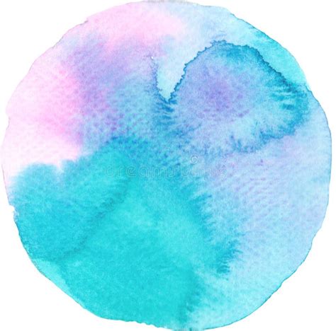 Light Blue Abstract Backgroud In Circle Shape Watercolor Hand Painting