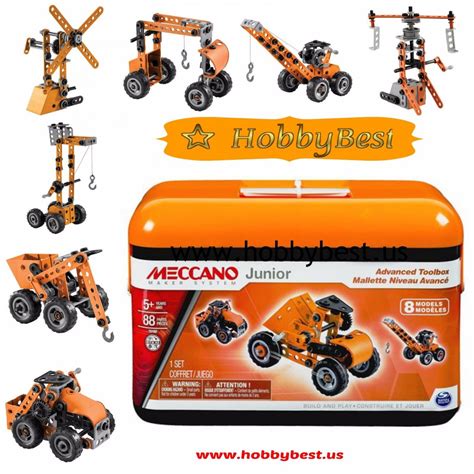 Meccano Best Toy Junior Advanced Toolbox 8 Model Kit Easy To Build
