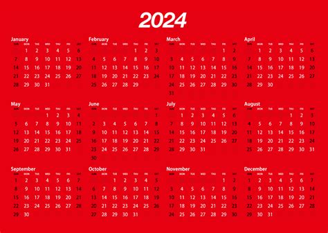 Calendario Rojo 2024 Gratis Dibujos Animados Imágene｜illustoon Es