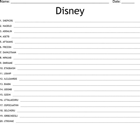 Disney Word Scramble Wordmint