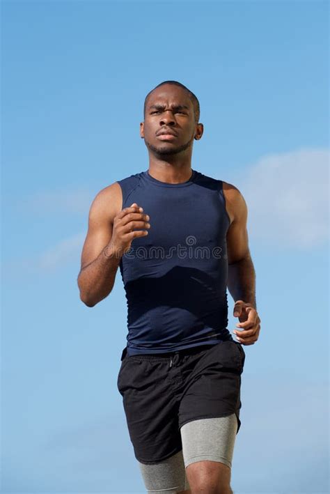 Young Black Man Running Outside Stock Photo Image Of Motion Body