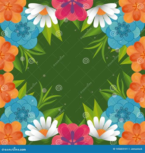 Floral Frame Blank Card Stock Vector Illustration Of Bouquet 145603141