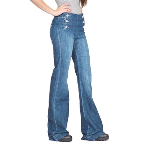 Women Flare Jeans Bell Bottom Stretch Pant Skinny High Waist Denim