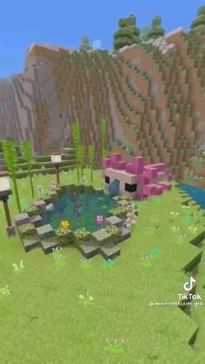 Mc Axolotl Fountain Video Manualidades De Minecraft Cosas