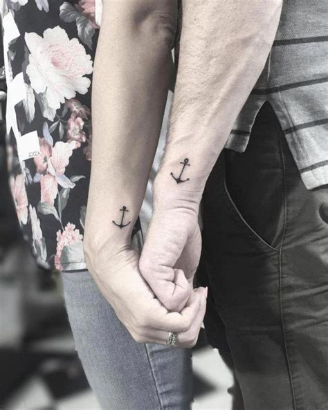 Matching Anchor Tattoos By Ilary Bell Coupletattoos Anchor Tattoos