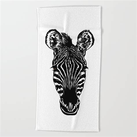 Zebra Head Beach Towel By Leatherwood Design Society6