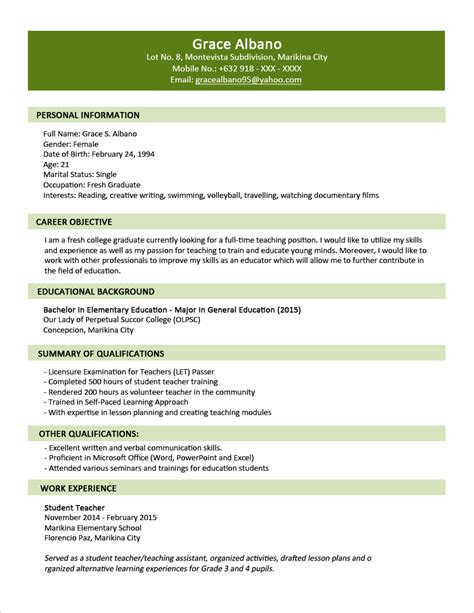 resume format sample