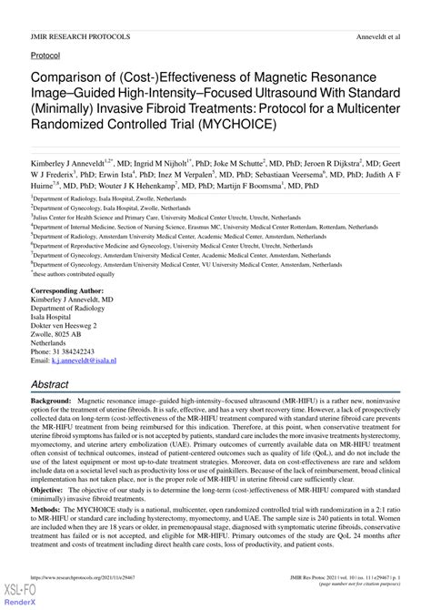 PDF MYoma Treatment Comparison Study High Intensity Image Guided FOcused Ultrasound Versus