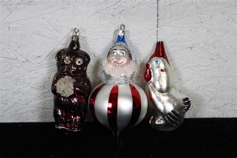 35 Antique German Mercury Glass Christmas Ornaments Kugel Santa Birds