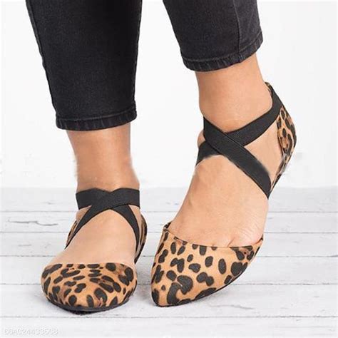 Ankle Strap Leopard Flats Pointed Toe Online Boots