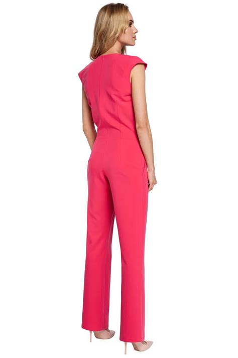 Pink Jumpsuit With A V Neck