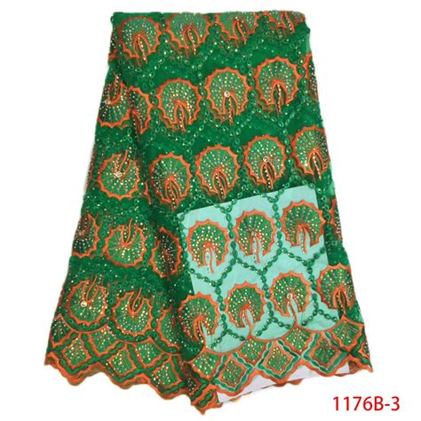 New Design Nigeria Mesh Lace Fabric With Stones Guipure Lace Green High Quality African Tulle