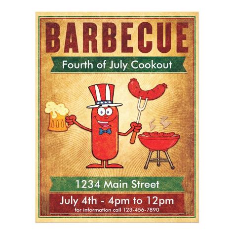 Barbecue Fourth Of July Cookout Flyer In 2021 Fourth Of