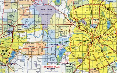 Dallas Road Map Mapa De Estradas Dallas Texas Usa